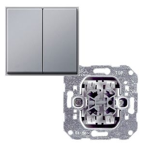 Gira TX 44 wissel/wisselschakelaar met drukknop aluminium