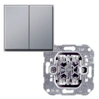 Gira TX 44 wissel/wisselschakelaar met drukknop aluminium