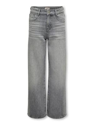 Kids ONLY winter jeansbroek meisjes - grijs - KogCobain - wide leg fit, glitter steentjes