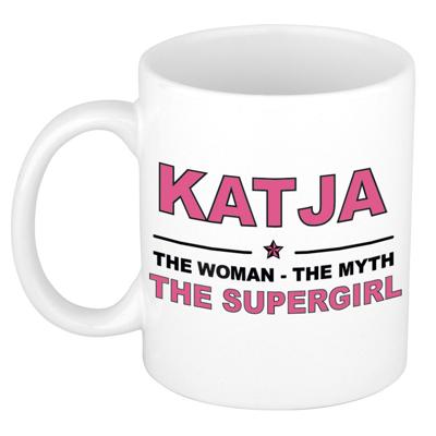Katja cadeau mok - Woman Myth Supergirl - naam koffiemok - 300 ml - collega - moederdag