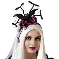 Halloween/horror verkleed diadeem/tiara - vleermuizen en bloemen - kunststof - dames/meisjes   -