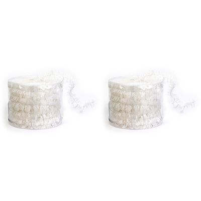 2x Dunne witte folie kerstslingers 3,5 x 700 cm