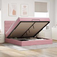 Ottoman bed met matrassen 160x200cm fluweel roze