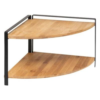 Keuken/aanrecht hoek rekje - metaal/bamboe hout - 30 x 30 x 20 cm - organizer - naturel/zwart
