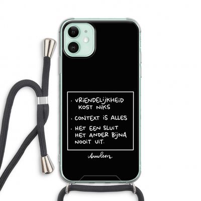 Mijn Motto's: iPhone 11 Transparant Hoesje met koord