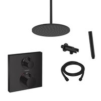 Hansgrohe Ecostat Square inbouw douchekraan met Saniclear Nero 30cm douchekop en plafondarm regendouche zwart - thumbnail