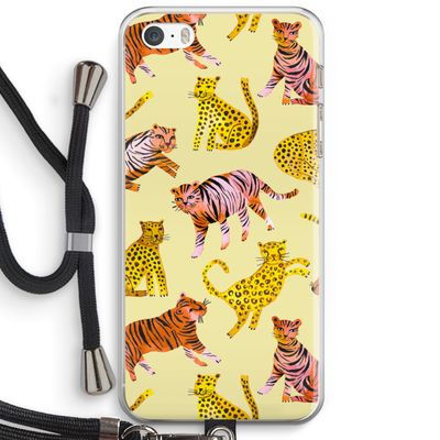 Cute Tigers and Leopards: iPhone 5 / 5S / SE Transparant Hoesje met koord