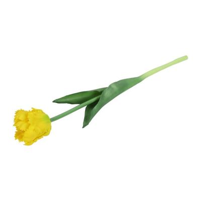 Kunstbloem tulp Parkiet - geel - real touch - levensecht - 40 cm - decoratie bloemen Kunstbloem tulp Parkiet - geel - real touch - levensecht - 40 cm - decoratie bloemen
