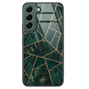 Samsung Galaxy S22 Plus glazen hardcase - Abstract groen