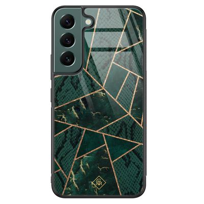 Samsung Galaxy S22 Plus glazen hardcase - Abstract groen
