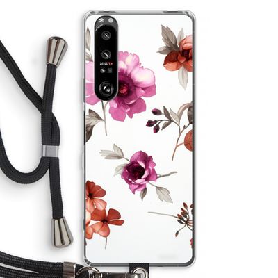 Geschilderde bloemen: Sony Xperia 1 III Transparant Hoesje met koord