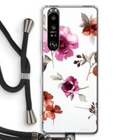 Geschilderde bloemen: Sony Xperia 1 III Transparant Hoesje met koord