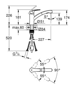 GROHE Eurosmart Keukenkraan - laag - uittrekbare uitloop - chroom 30305001