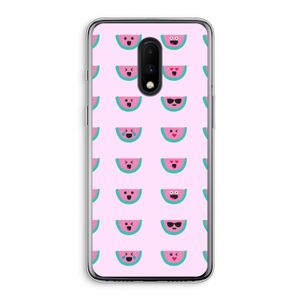 Smiley watermeloenprint: OnePlus 7 Transparant Hoesje