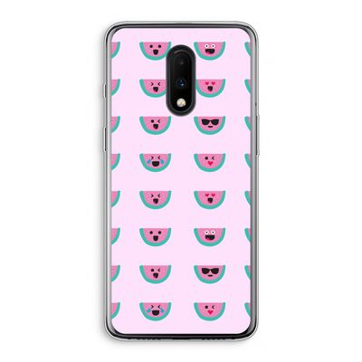 Smiley watermeloenprint: OnePlus 7 Transparant Hoesje