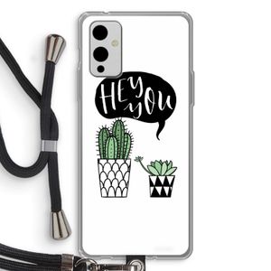Hey you cactus: OnePlus 9 Transparant Hoesje met koord