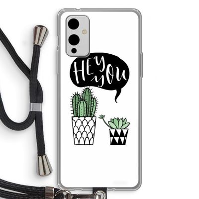 Hey you cactus: OnePlus 9 Transparant Hoesje met koord