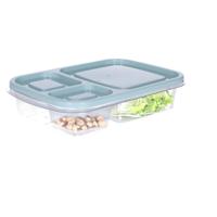Vershoudbakje/lunchbox - luchtdicht - 3 vakjes - lichtgroen - kunststof - broodtrommel - 24 x 15 x 5