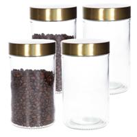 Voorraadpot - 2x - 900 ml - glas - draaideksel - goud - 10 x 17 cm - weckpot