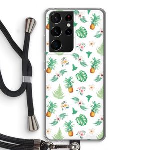 Ananas bladeren: Samsung Galaxy S21 Ultra Transparant Hoesje met koord