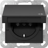 GIRA stopcontact met klep mat zwart randaarde 4454005