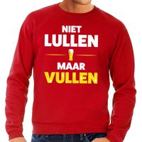 Niet Lullen maar Vullen tekst sweater rood - thumbnail