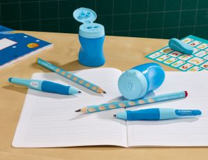 STABILO EASYsharpener, ergonomische 3 in 1 puntenslijper, linkshandig, blauw, per stuk