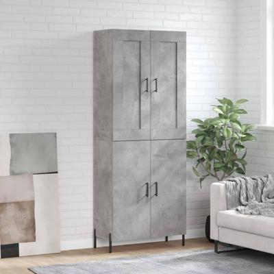 Hoge kast 69,5x34x180 cm bewerkt hout betongrijs