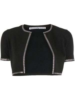 Alexander Wang cardigan crop à bandes logo - Noir