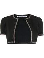 Alexander Wang cardigan crop à bandes logo - Noir