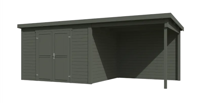 Blokhut met overkapping Kjeld 550x250 Green Grey - Outdoor life