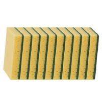 10x Gele schuursponzen / sponzen vlak premium 14 x 9 x 3 cm - Schoonmaak