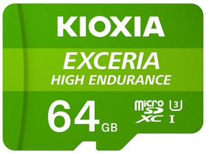 Kioxia EXCERIA HIGH ENDURANCE microSDXC-kaart 64 GB A1 Application Performance Class, UHS-I, v30 Video Speed Class A1-vermogensstandaard, Geoptimaliseerd voor