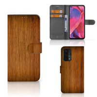 OPPO A54 5G | A74 5G | A93 5G Book Style Case Donker Hout - thumbnail