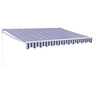 vidaXL Luifel uittrekbaar 3x2,5 m stof en aluminium blauw en wit