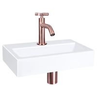 Differnz Flat fonteinset keramiek met kruisgreep kraan rood koper - thumbnail