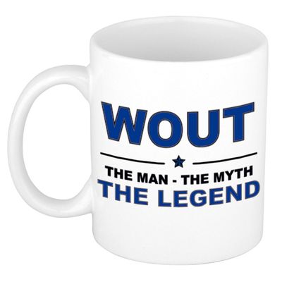 Wout The man, The myth the legend collega kado mokken/bekers 300 ml Wout The man, The myth the legend collega kado mokken/bekers 300 ml