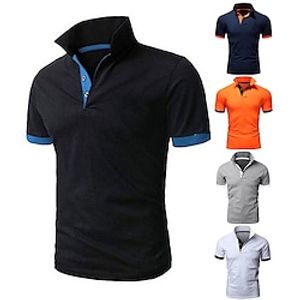 Voor heren POLO Shirt Golfshirt Buiten Casual Polo kraag Klassiek Korte mouw Basic Klassiek Effen Kleur Knoop voorzijde Button-omlaag Zomer Normale pasvorm Appel Groen Meerblauw Zwart / Rood Zwart Lightinthebox