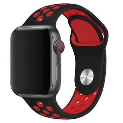 Apple Watch Dubbel Sport Band - Zwart Rood - 44, 45, 46 & 49mm - SM