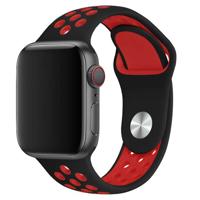 Apple Watch Dubbel Sport Band - Zwart Rood - 44, 45, 46 & 49mm - SM