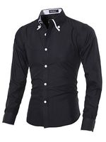 Button Down Collar Contrast Trim Men Shirts