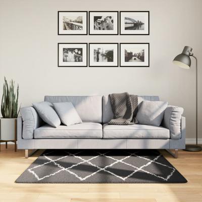 VidaXL Vloerkleed pamplona shaggy hoogpolig 120x120 cm zwart en crème