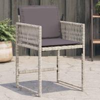Tuinstoelen 4 st met kussens poly rattan lichtgrijs