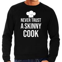 Never trust a skinny cook bbq / barbecue cadeau sweater zwart voor heren