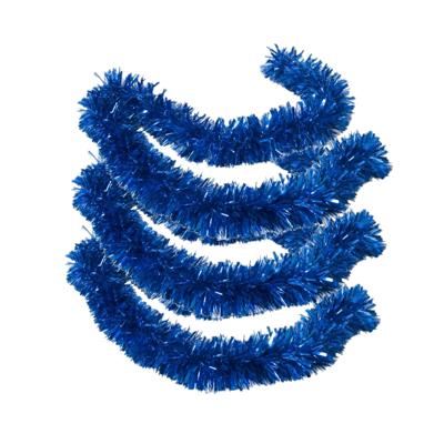 Kerstslingers - 3x stuks - glitter blauw - folie lametta - 180 x 12 cm - extra brede slinger/kerstbo