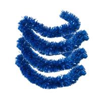 Kerstslingers - 3x stuks - glitter blauw - folie lametta - 180 x 12 cm - extra brede slinger/kerstbo