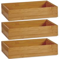 3x Stuks Kast/lade/make-up organizers bamboe hout bakje 23 x 15 x 5 cm