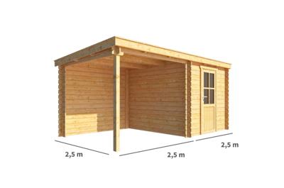 Blokhut met overkapping Els 500 cm bij 250 cm diep Lessenaarsdak - Warentuin collection