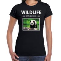 Panda t-shirt met dieren foto wildlife of the world zwart voor dames