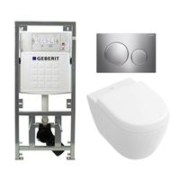 Villeroy Boch Subway 2.0 compact DirectFlush Toiletset - Geberit reservoir - bedieningsplaat Sigma20 glans mat glans - softclose - quickrelease - wit 0701131/1024232/1025456/sw53742/ - thumbnail